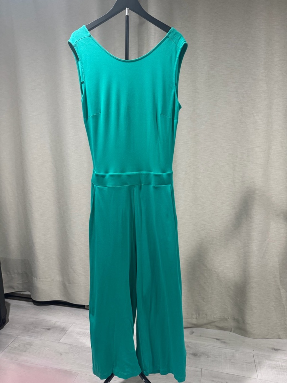 New York & Company Teal Sleeveless Wide-Leg Jumpsuit